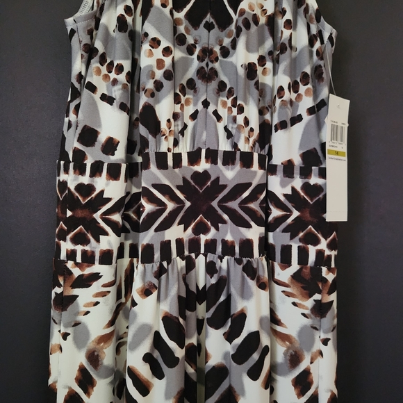 NWT London Times Maxi Dress Wood Stamp Batik Halter-Neck womens size 14 - Picture 4 of 15